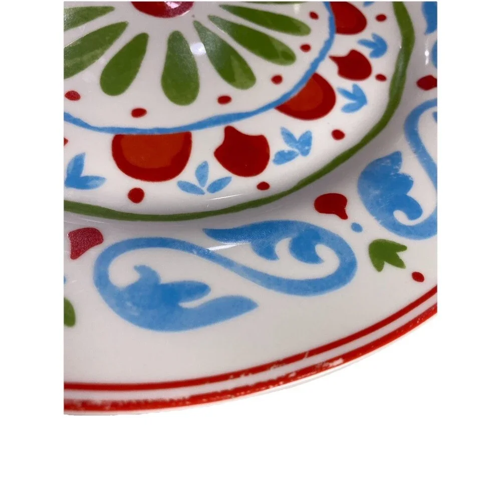 Dover & York Mediterranean Dinner Plates Set of 2 Colorful Spanish Ceramic